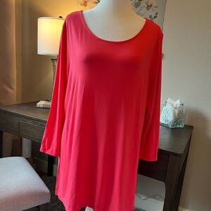 Alfani Red 3/4 Sleeve Oversized Tunic